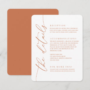 Terracotta Orange Moderne Minimalistische Hochzeit Begleitkarte