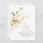 Terracotta Orange Navy Blue Floral Hochzeit im Her Einladung (Vorderseite)