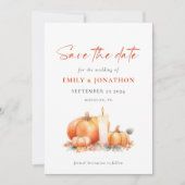 Terracotta Orange Pumpkins Candle QR Code Wedding Save The Date (Vorderseite)