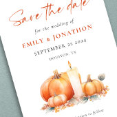 Terracotta Orange Pumpkins Candle QR Code Wedding Save The Date