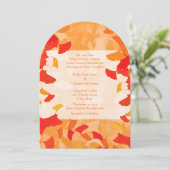Terracotta Orange Red Fall Ginkgo Blätter Hochzeit Einladung (Stehend Vorderseite)