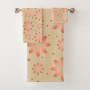 Terracotta-Orange und Sand-Beige delikate Tageszei Badhandtuch Set