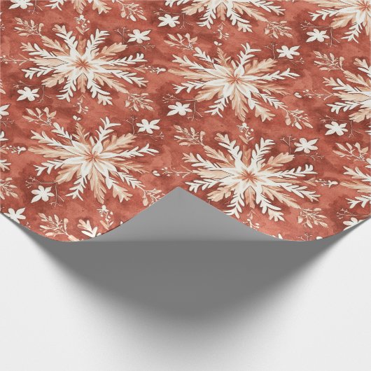 Terracotta Painted Snowflake Holiday Weihnachten Geschenkpapier (Ecke)