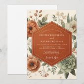 Terracotta Painterly Flora Wedding Einladung (Vorne/Hinten)