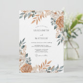Terracotta Painterly Floral Wedding Einladung (Stehend Vorderseite)