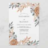 Terracotta Painterly Floral Wedding Einladung (Vorderseite)