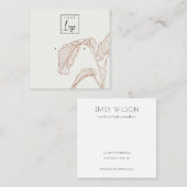 Terracotta Palm Blätter Sketch Earring Display Quadratische Visitenkarte (Vorne/Hinten)