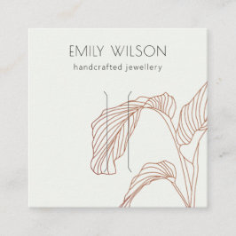 Terracotta Palm Leaf Sketch Haarschnitt Display Quadratische Visitenkarte