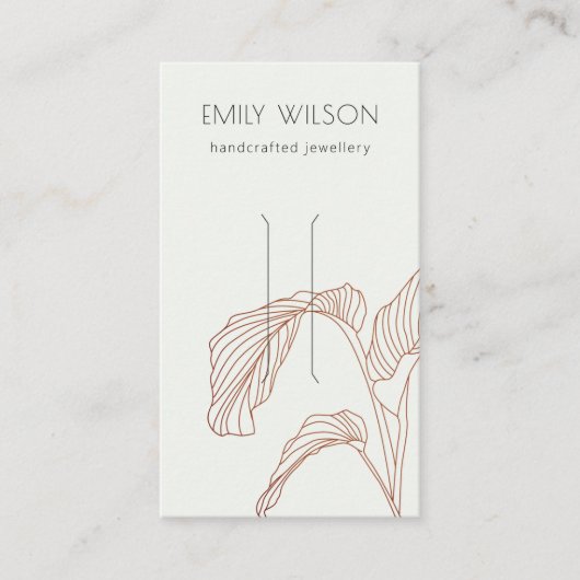 Terracotta Palm Leafy Sketch Haare Clip Display Visitenkarte (Vorderseite)