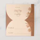 Terracotta Palm Tree Boho Beach Hochzeitstisch Platzkarte (Außenseite Aufgefaltet)