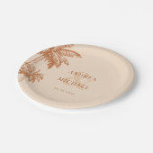 Terracotta Palm Trees & Ampersand Strand Hochzeit Pappteller (Schrägansicht)