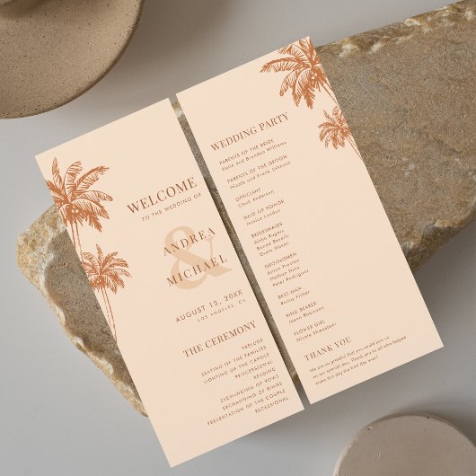 Terracotta Palm Trees & Ampersand Strand Hochzeit Programm