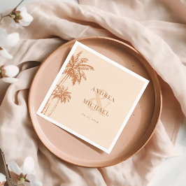 Terracotta Palm Trees & Ampersand Strand Hochzeit Serviette
