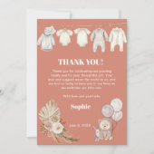 Terracotta Pampas Boho Niedlich Bear Baby Dusche Dankeskarte (Vorderseite)