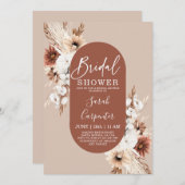 Terracotta Pampas Bridal Dusche Einladung (Vorne/Hinten)