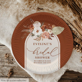 Terracotta Pampas Floral Paper Plate Brautparty Pappteller