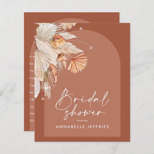 Terracotta pampas gras Modernes Brautparty (Vorne/Hinten)