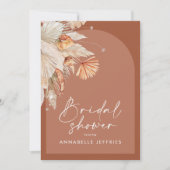 Terracotta pampas gras Modernes Brautparty Einladung (Vorderseite)