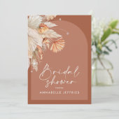 Terracotta pampas gras Modernes Brautparty Einladung (Stehend Vorderseite)