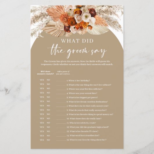 Terracotta Pampas Gras Was hat der Bräutigam gesag (Vorderseite)