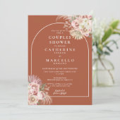 Terracotta Pampas Grass Arch Blumenkolonne Dusche Einladung (Stehend Vorderseite)