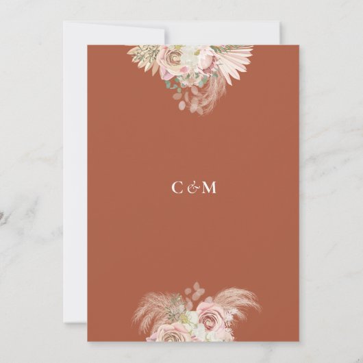 Terracotta Pampas Grass Arch Blumenkolonne Dusche Einladung (Rückseite)