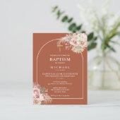 Terracotta Pampas Grass Arch Taufe Einladungspostkarte (Stehend Vorderseite)