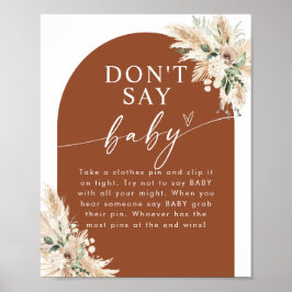 Terracotta Pampas Grass Baby Dusche Poster