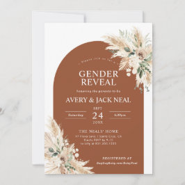 Terracotta Pampas Grass Baby Gender Reveal Einladung