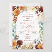 Terracotta Pampas Grass Boho Rust Wedding Einladung (Vorderseite)
