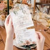 Terracotta Pampas Grass BOHO Wedding All In One Einladung