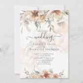 Terracotta Pampas Grass BOHO Wedding Einladung (Vorderseite)