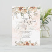 Terracotta Pampas Grass BOHO Wedding Einladung (Stehend Vorderseite)