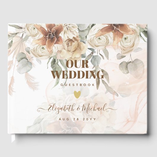 Terracotta Pampas Grass BOHO Wedding Gästebuch (Vorderseite)