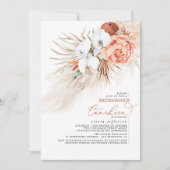 Terracotta Pampas Grass Bridesmaids Luncheon Einladung (Vorderseite)