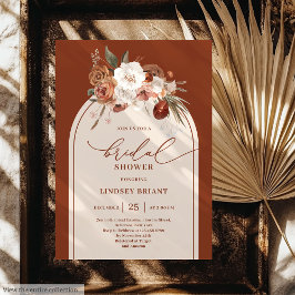 Terracotta Pampas Grass Floral Bridal Einladung