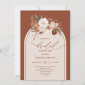 Terracotta Pampas Grass Floral Bridal Einladung (Vorderseite)