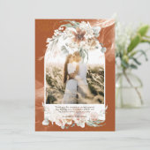 Terracotta Pampas Grass Floral FOTO DANKEN Dankeskarte (Stehend Vorderseite)