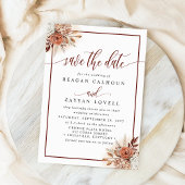 Terracotta Pampas Grass Floral Save the Date Karte