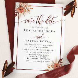 Terracotta Pampas Grass Floral Save the Date Karte