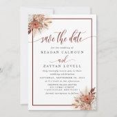 Terracotta Pampas Grass Floral Save the Date Karte (Vorderseite)