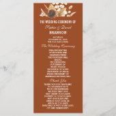 Terracotta Pampas Grass Floral Wedding Programm (Vorderseite)