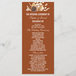 Terracotta Pampas Grass Floral Wedding Programm