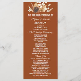 Terracotta Pampas Grass Floral Wedding Programm