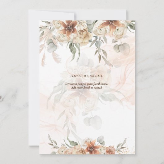 Terracotta Pampas Grass FOTO Wedding Rett Dates S Save The Date (Rückseite)