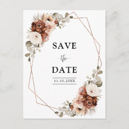 Terracotta Pampas Grass Geometrie Save the Date Postkarte