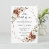 Terracotta Pampas Grass Geometrisches Brautparty Einladung (Stehend Vorderseite)