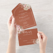 Terracotta Pampas Grass Hochzeit All In One Einladung (Abreißen)