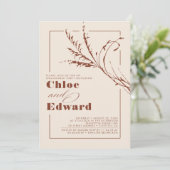 Terracotta Pampas Grass Modern Engagement Party Einladung (Stehend Vorderseite)