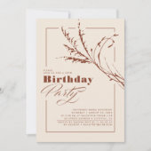 Terracotta Pampas Grass Moderne Geburtstagsparty Einladung (Vorderseite)